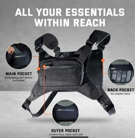 Cycling Commute Training - Outdoor-Brusttasche, Leichtgewichtige Multitaschen-Lauftasche, Verstellbar für Wandern,